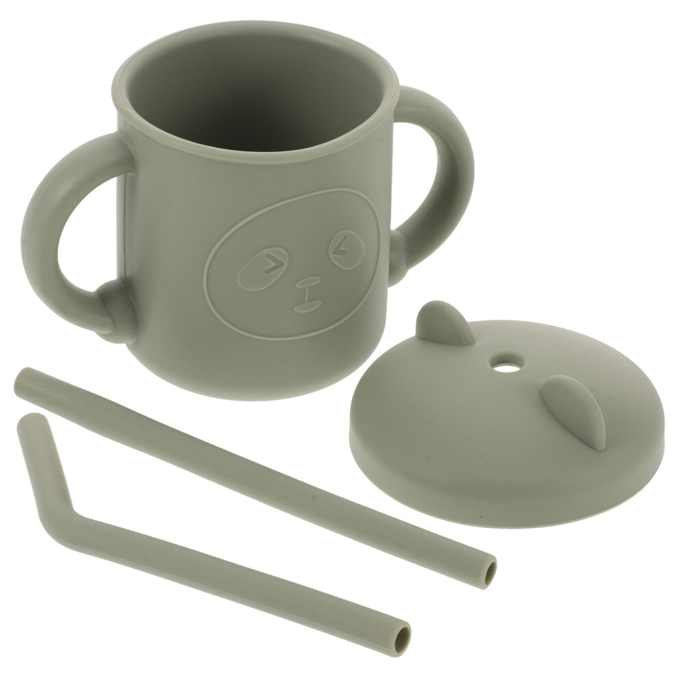 Silicone Baby Training Cup With Handle, Lid And Straw, Spill Proof Inoomp