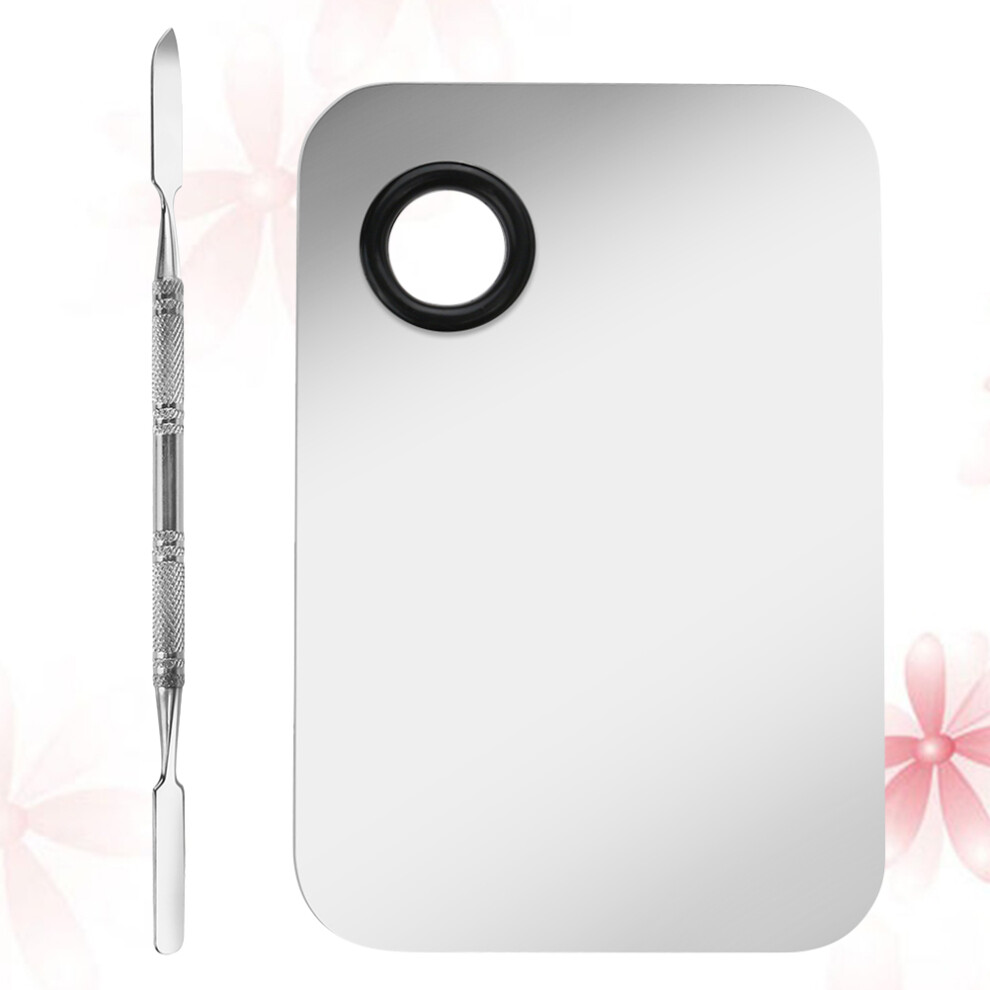 Inoomp 2 Sets Stainless Steel Nail Art Makeup Tray With Tone Bars, 11.5X7.5cm