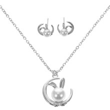 easter party bunny eardrop necklace set with cartoon pattern jewelry