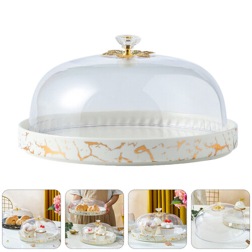 ceramic cake plate with lid white 1pc 2