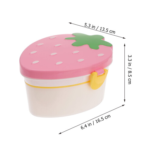 strawberry shaped leakproof plastic lunch box double layer for kids 2