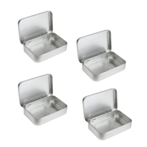 24pcs mini rectangular empty tins silver portable storage containers