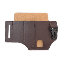 Brown Camping Waist Bag PU Durable Outdoor Survival Pocket