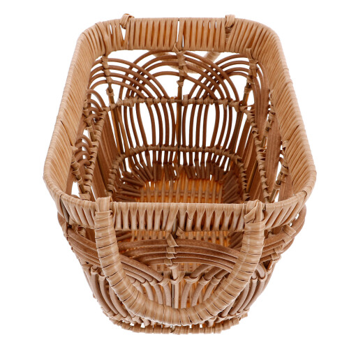 Rattan Flower Basket Handmade Wicker Planter With Handle Brown