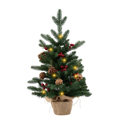 Living And Home 2FT/60.5CM Mini Christmas Tree with Lights 2