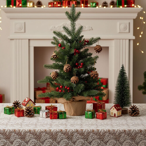 Living And Home 2FT/60.5CM Mini Christmas Tree with Lights 1