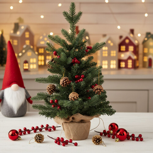Living And Home 2FT/60.5CM Mini Christmas Tree with Lights