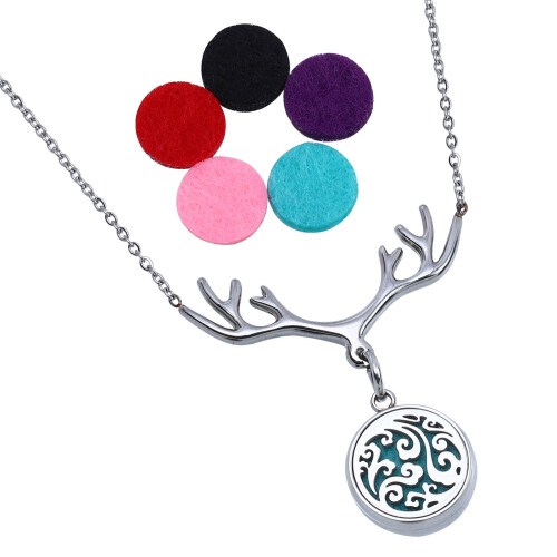 essential oil diffuser choker aromatherapy locket antler necklace 1