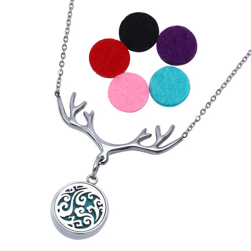 essential oil diffuser choker aromatherapy locket antler necklace
