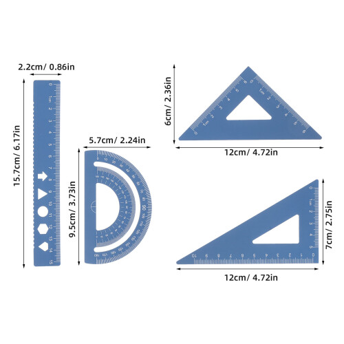 4pcs aluminum alloy ruler set for students engineers school office 1