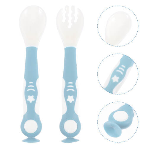 1 set portable baby spoon and fork, flexible feeding utensils 1