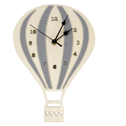 hot air balloon wall clock mute decorative light grey for home office