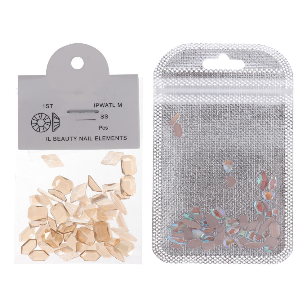 Artibetter 2 Packs 100 Pcs Rhinestones Flat Bottom Nail Art
