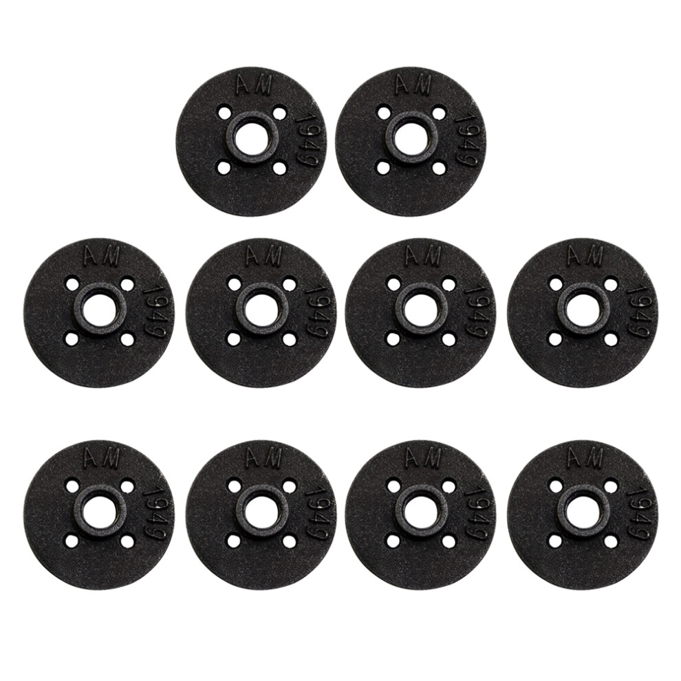 10Pcs 1/2 Inch Malleable Threaded Iron Floor Flange With 4 Holes 3302639106182