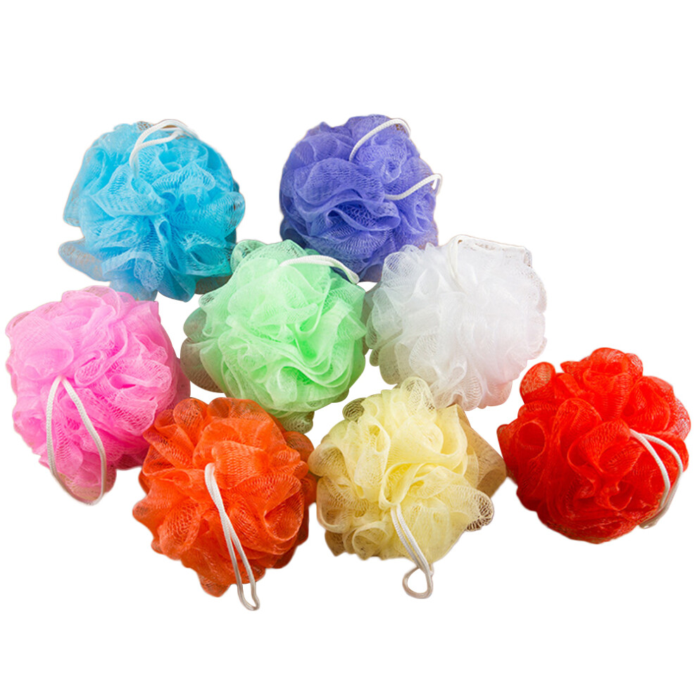 Iplusmile 16Pcs Solid Color Shower Sponges Bath Ball Mesh Nets Reusable Scrubber