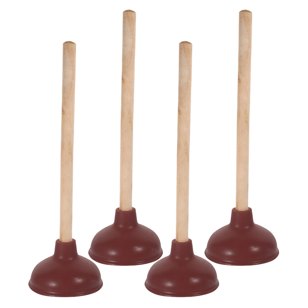 4Pcs Heavy Duty Toilet Plunger With Rubber Cup And Wood Handle 3302639110851