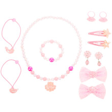 princess necklace and bracelet set for toddler girls with conch bag