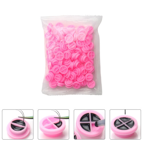 100pcs grafting false eyelash glue cup tool pink 1