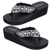 1 pair non-slip beach slipsole shoes women black size 36