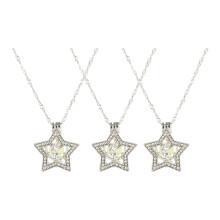 3pcs luminous pentagram necklace set for women girls in blue green yellow