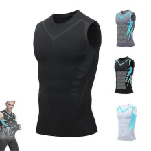 (M, black) Posture Corrector Vest For Men, Ionic Shaping Sleeveless Shirt Tw