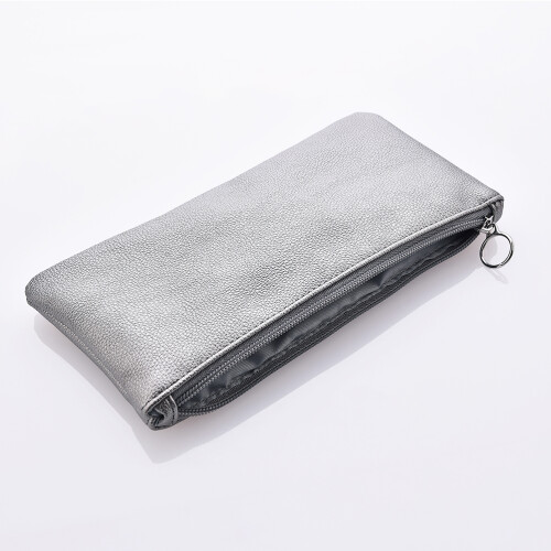 Schminktasche Silber PU Leder Wasserdicht Robust 2