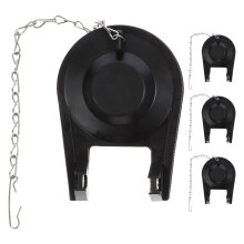 4St Toilet Tank Flapper Vervanging Zwart PVC Met Ketting, Stevig