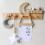 moon star wooden beads string for decor grey white 9