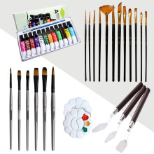 Pinselset 12 schwarze Aquarellpinsel 6 silberne