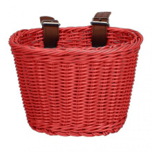 (Red) Hand-Woven Bicycle Basket Large Capacity Strong Load-bearing Easy Installation Handlebar Bike Front