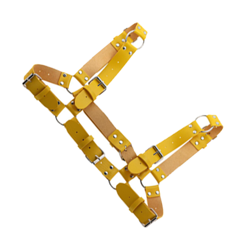 (Yellow) Leather Belt Metal Buckle O Ring Body Belts Chest Band Body Party-image-OPC-PKRYRFV-NEW