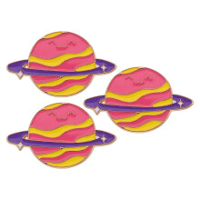 3pcs space brooch pins with cartoon planets for kids backpacks jackets