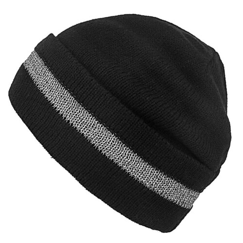 Black Reflective Fluorescence Knitted Hat Autumn Winter Warm Hat