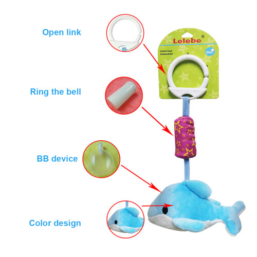animal shaped hanging rattle for bedside dolphin sky blue 2