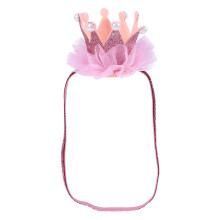Baby Photo Props Mesh Pink Crown Hair Band Headwrap For Infants