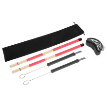 1 set drumborstelkit met drumborstels en voettambourijn
