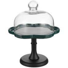 Ceramic cake stand with dome cover for dessert display and serving