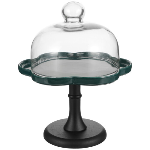 Ceramic cake stand with dome cover for dessert display and serving