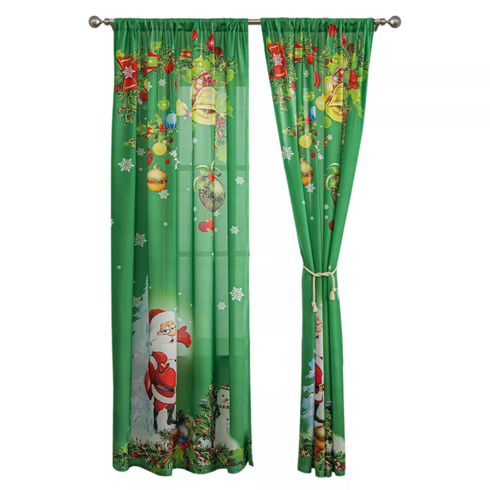 (green, 132x241) Cute Christmas Theme Sheer Curtain Panel For Bedroom Decoration Easily-image-OPC-PKRZM9Q-NEW