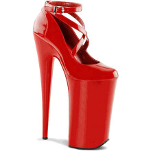 20Cm Stiletto Night Club Heels Cross Strap Pole Dance Shoes Red EU 35 Thick Bottom