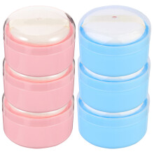 6 pcs baby body powder box with puff, portable empty container
