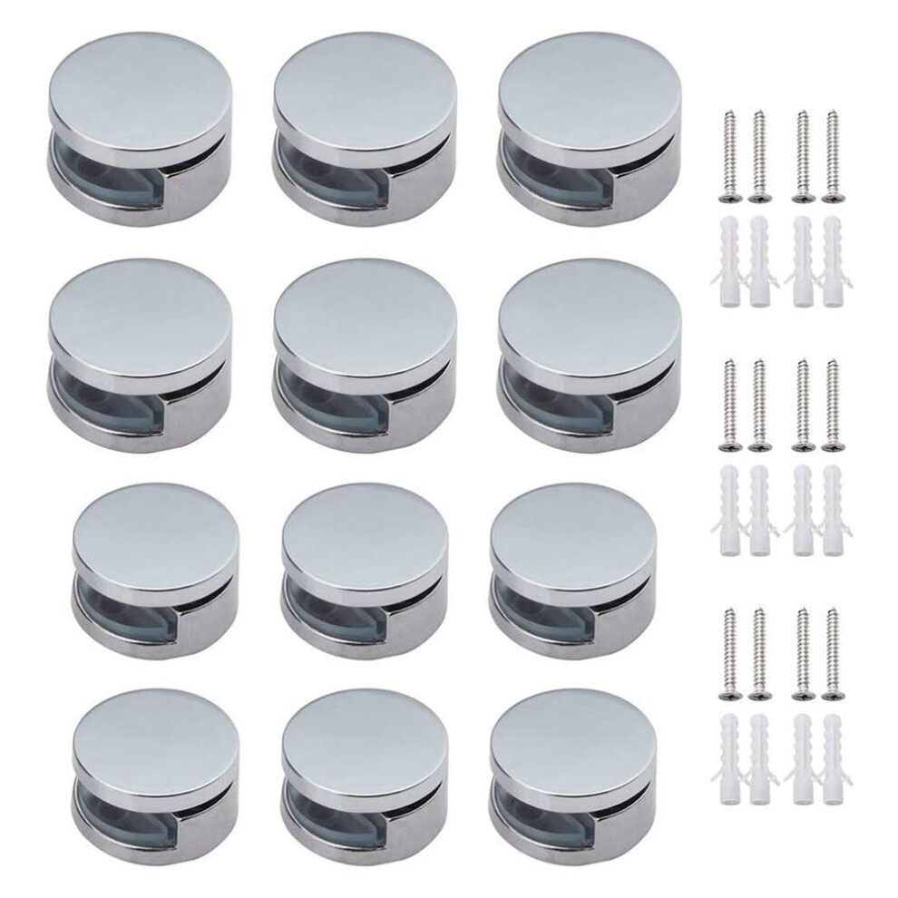 12 Pcs Zinc Alloy Glass Clips Mirror Clip Wall Mounted Glass Clamp For Bathroom And Living Room Public Places 9393856011148