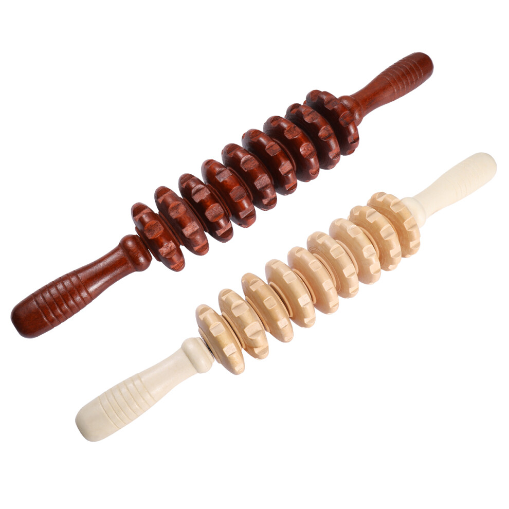 Inoomp 2Pcs Wooden Handheld Roller Massager For Muscle And Cellulite Relief