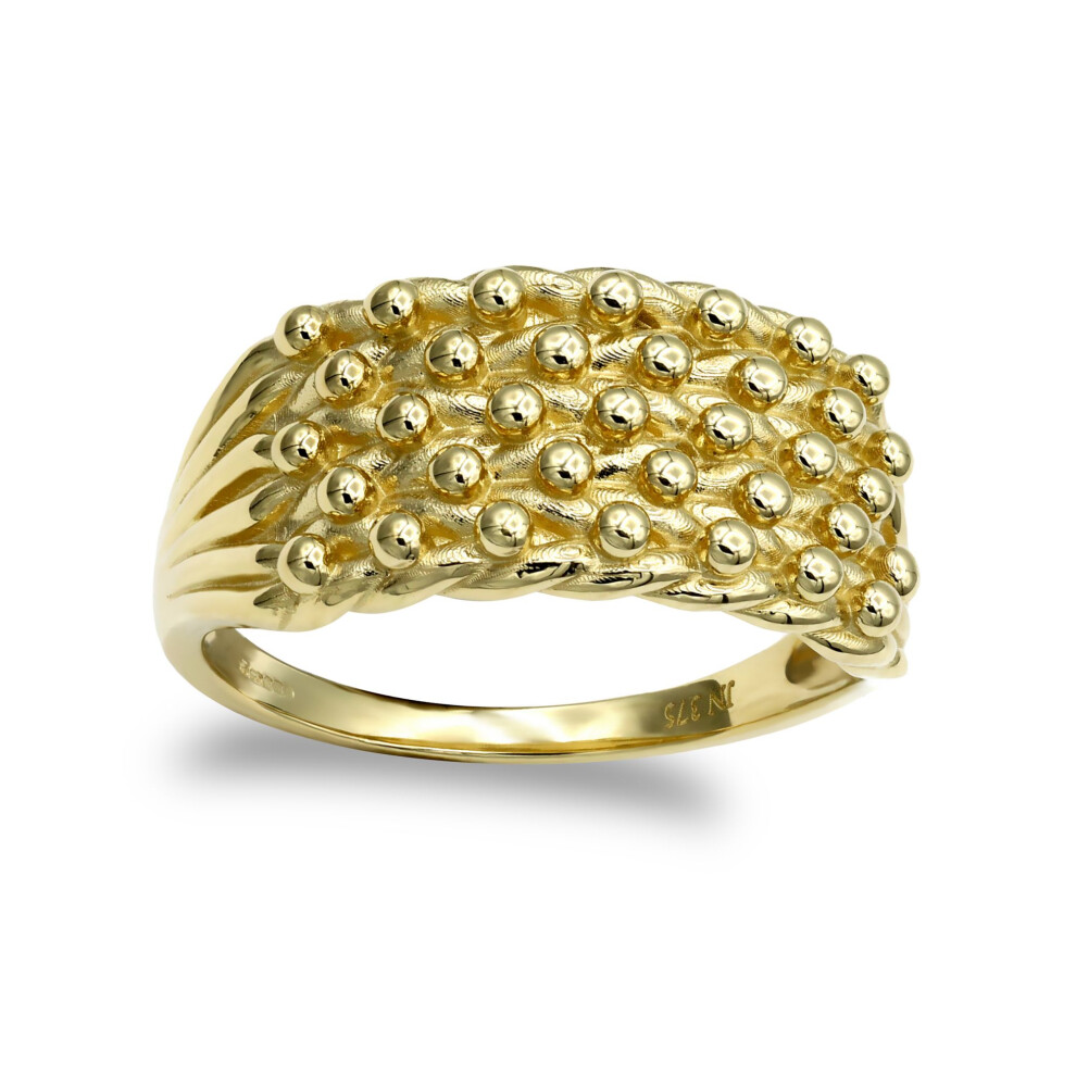 (W) Jewelco London Men's Solid 9ct Yellow Gold 5 Row Keeper Rope Edge Ring-image-OPC-P6YN2C2-NEW