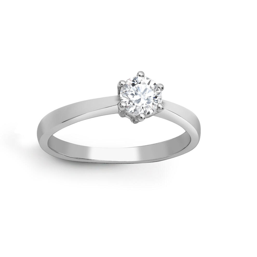 (Q) Jewelco London Solid Platinum 6 Claw Set Round 1.5ct D / VS Lab Grown Diamond Solitaire Engagement Ring - LABPTR004-150