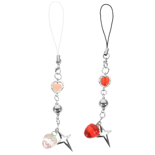 2Pcs Strawberry Phone Charm For Backpack Decor 1