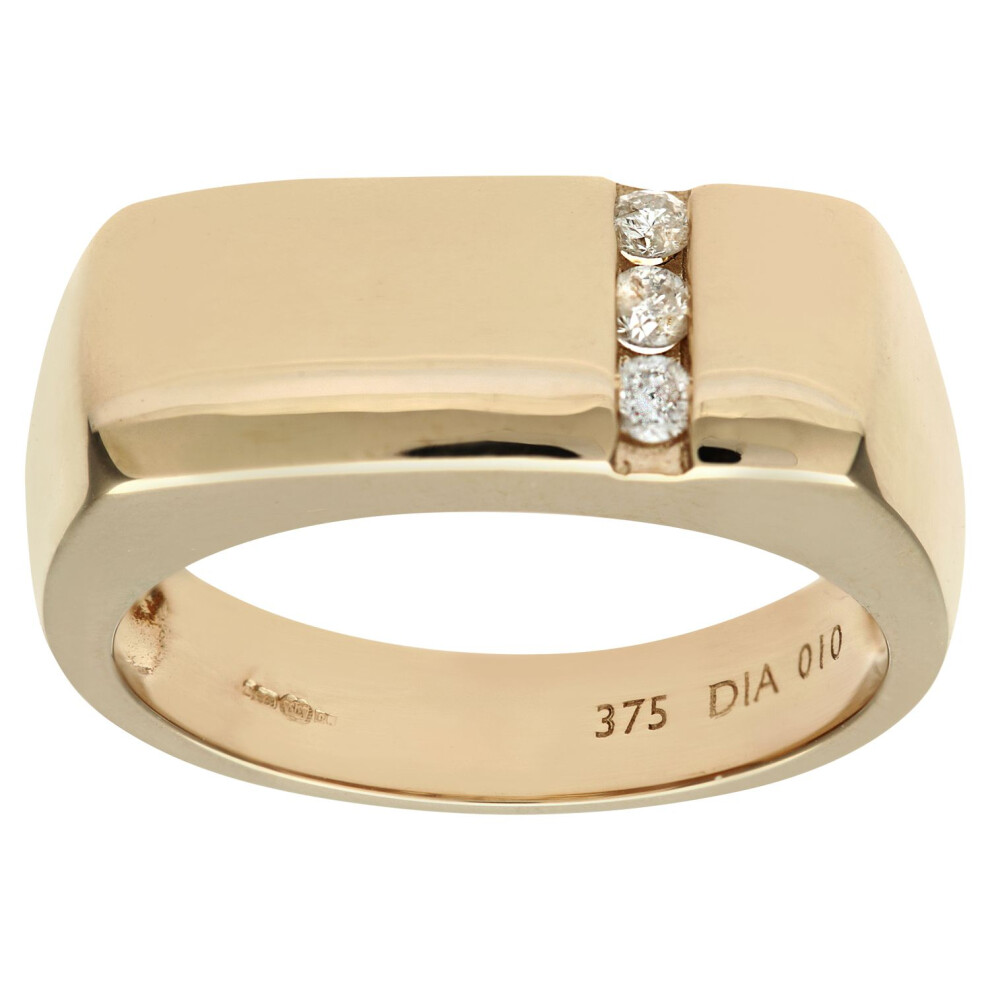 (P) Jewelco London 9ct Yellow Gold Diamond Mens Wedding Ring