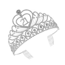 Birthday Party Rhinestone Crystal Tiara Crown For (Silver)