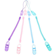 4pcs clear silicone baby pacifier clips in pink blue purple green