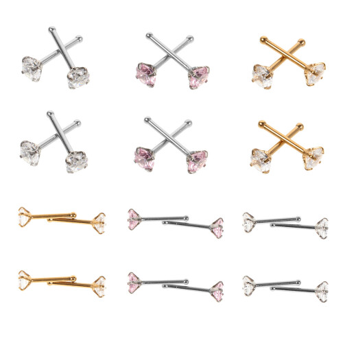 24pcs nose piercing studs bone diamond rings for women